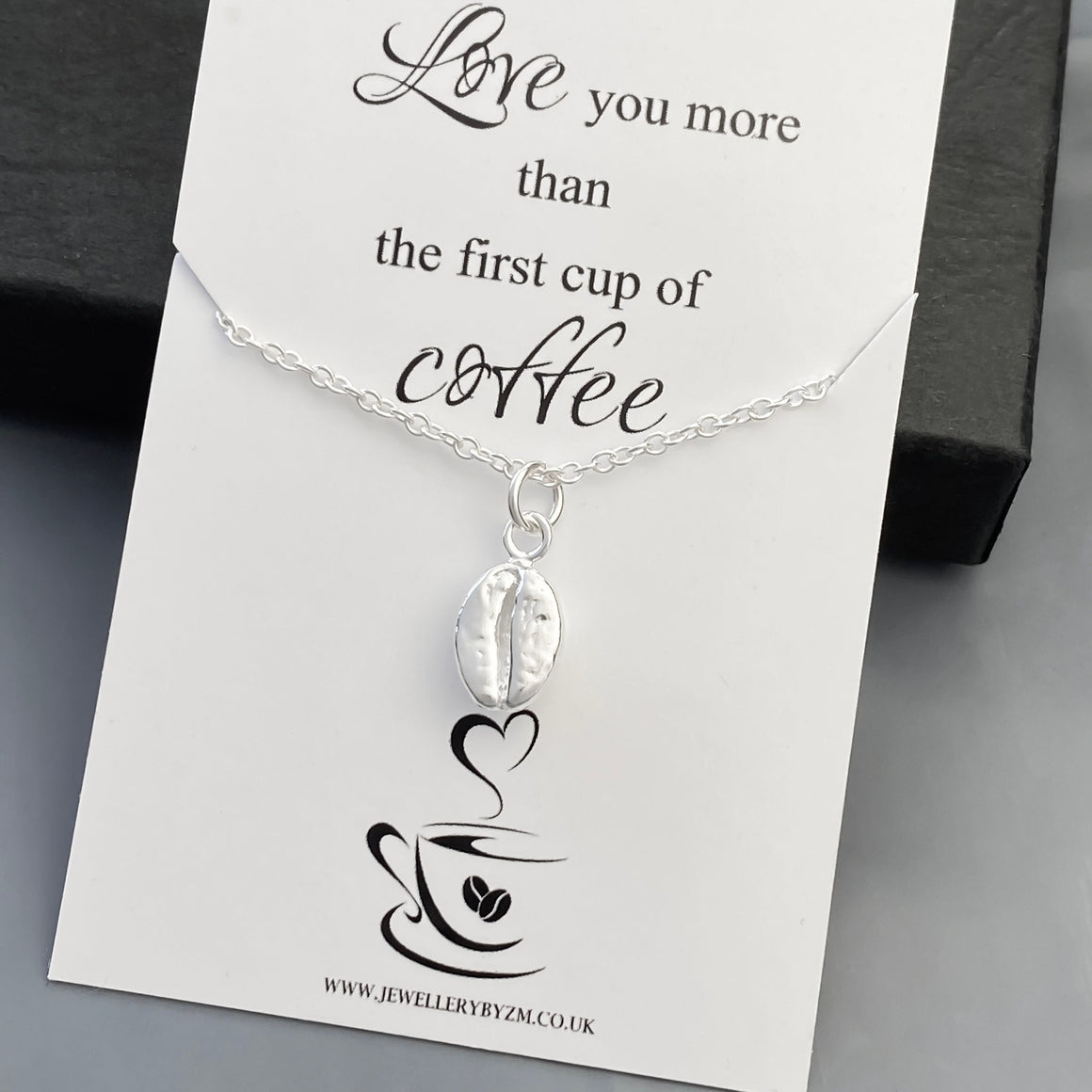 Coffee Bean Necklace, Sterling Silver Coffee Bean Necklace