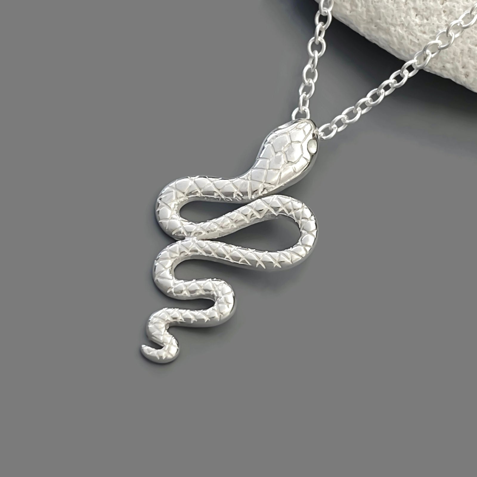 Sterling Silver Snake Necklace - JewelleryByZM 