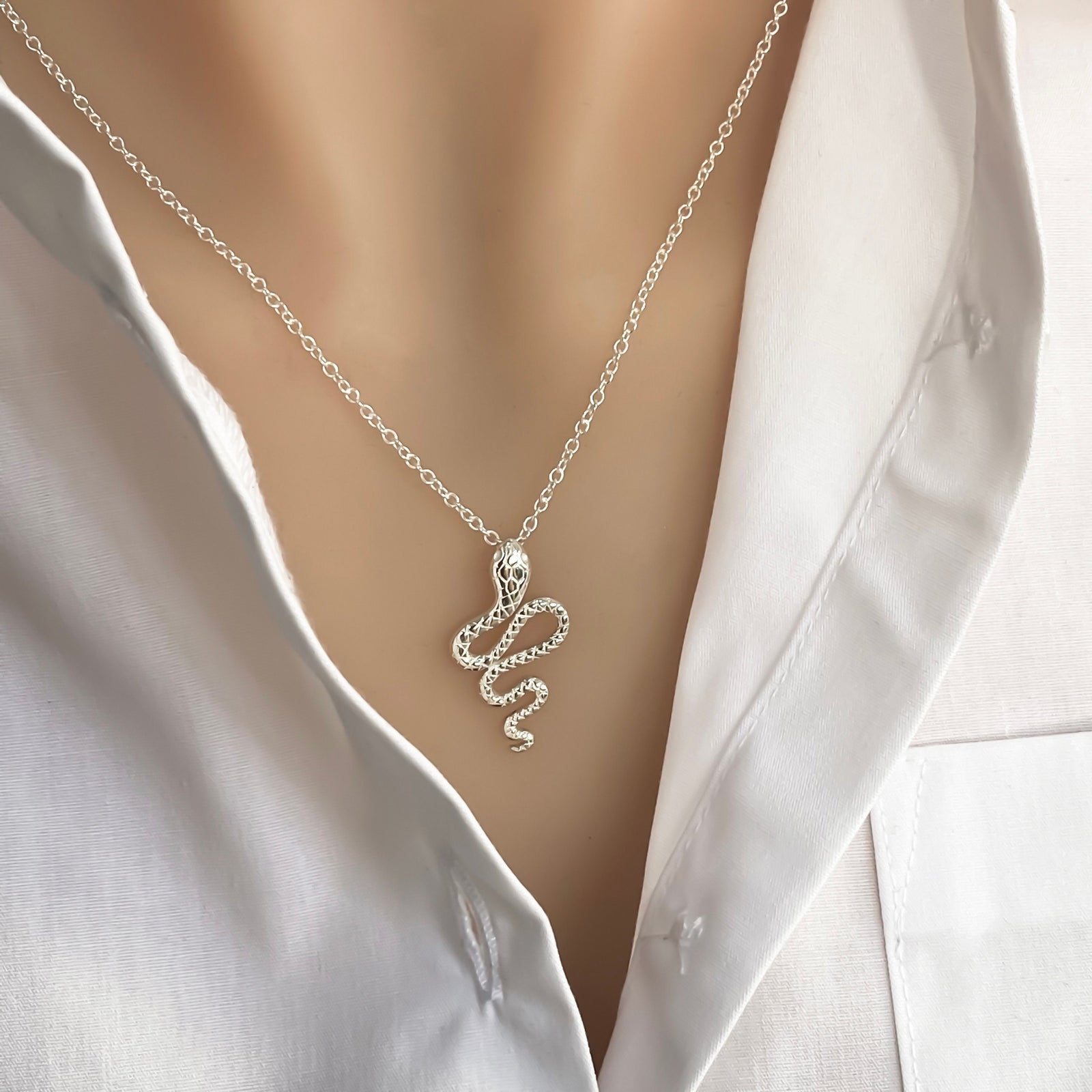 Sterling Silver Snake Necklace - JewelleryByZM 