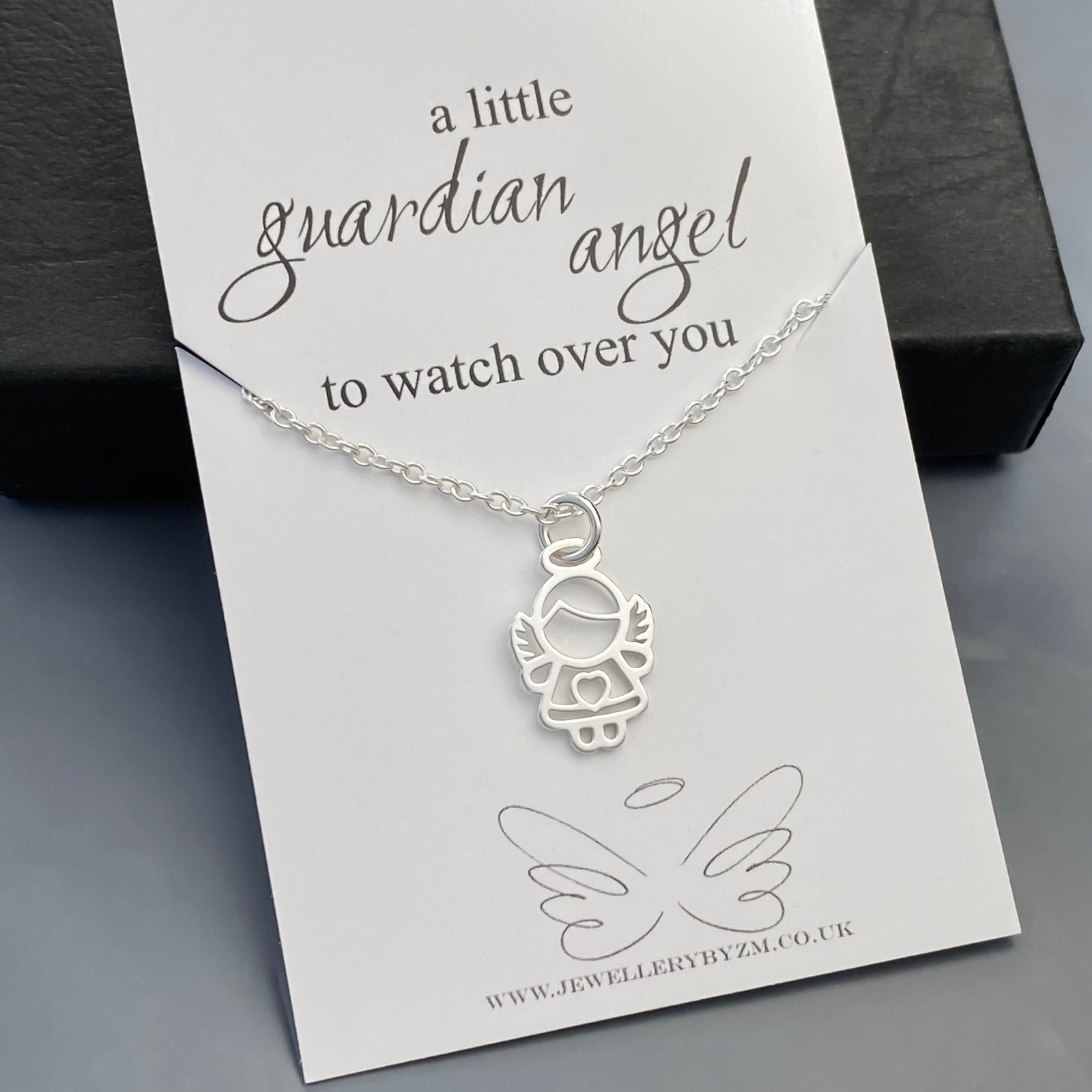 Tiny Sterling Silver Guardian Angel Necklace - JewelleryByZM 