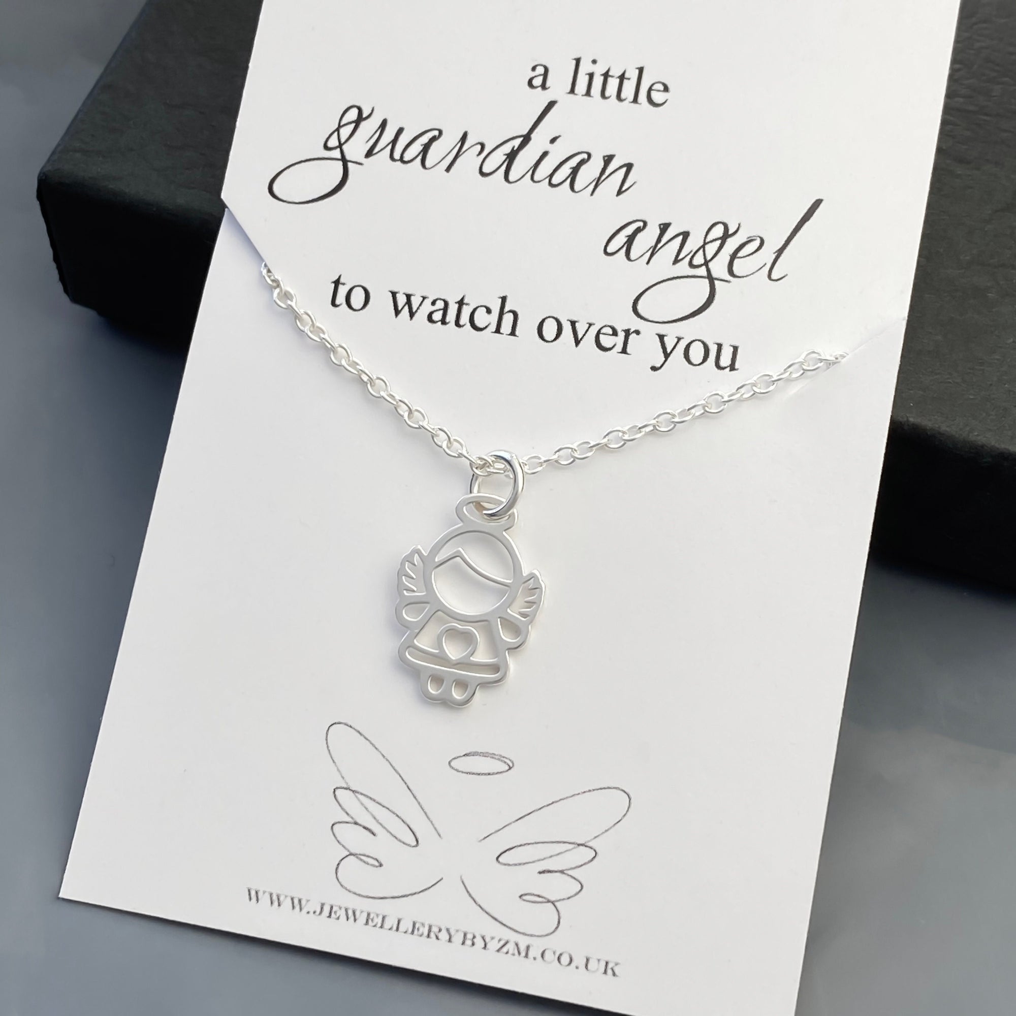 Tiny Guardian Angel Necklace - Sterling Silver Tiny Angel Necklace - Necklace with a Message Card