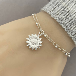 Sterling Silver Sunflower Bracelet, Anklet, Adjustable Sunflower Bracelet