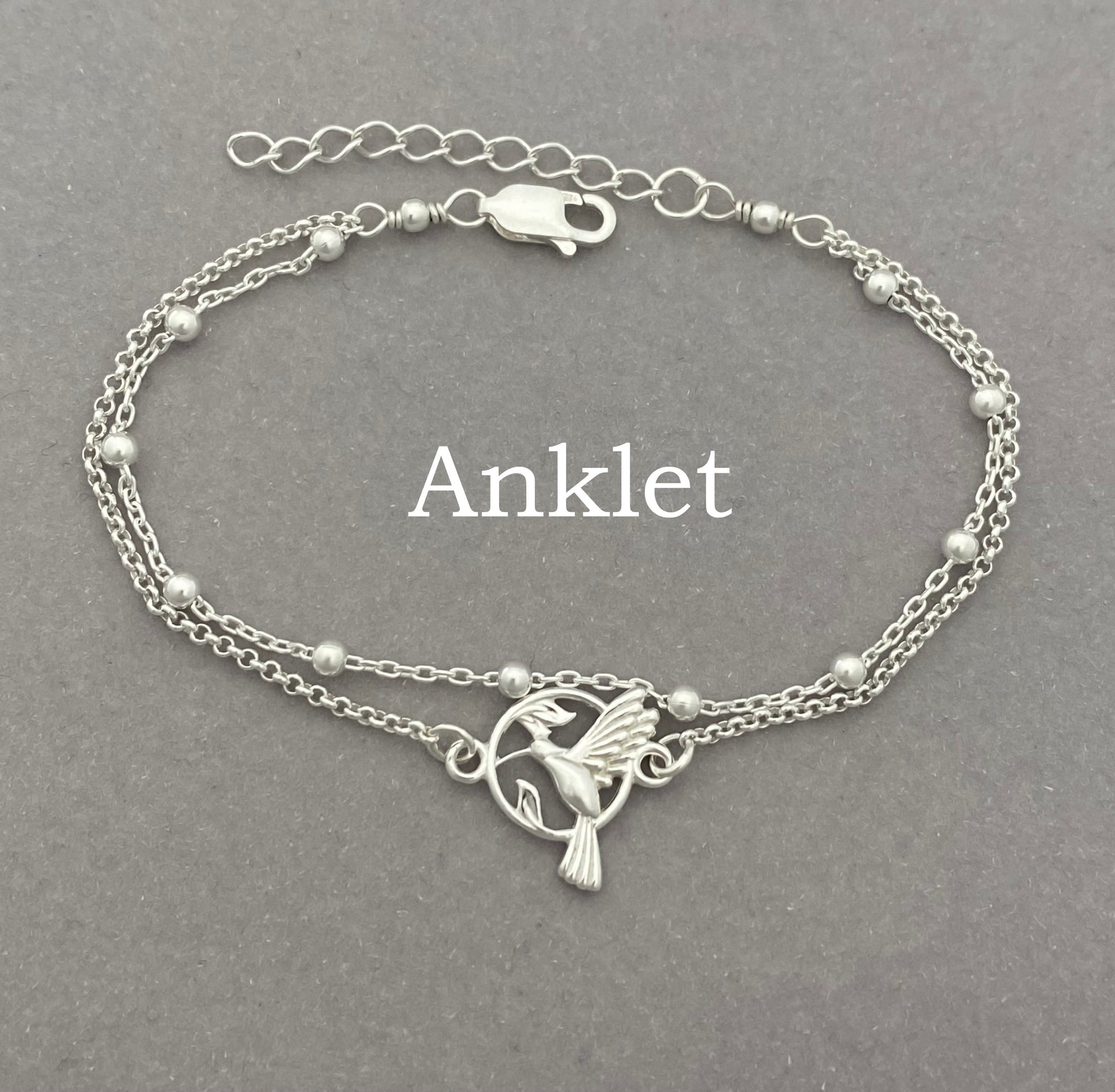 Sterling Silver Double Chain Hummingbird Bracelet