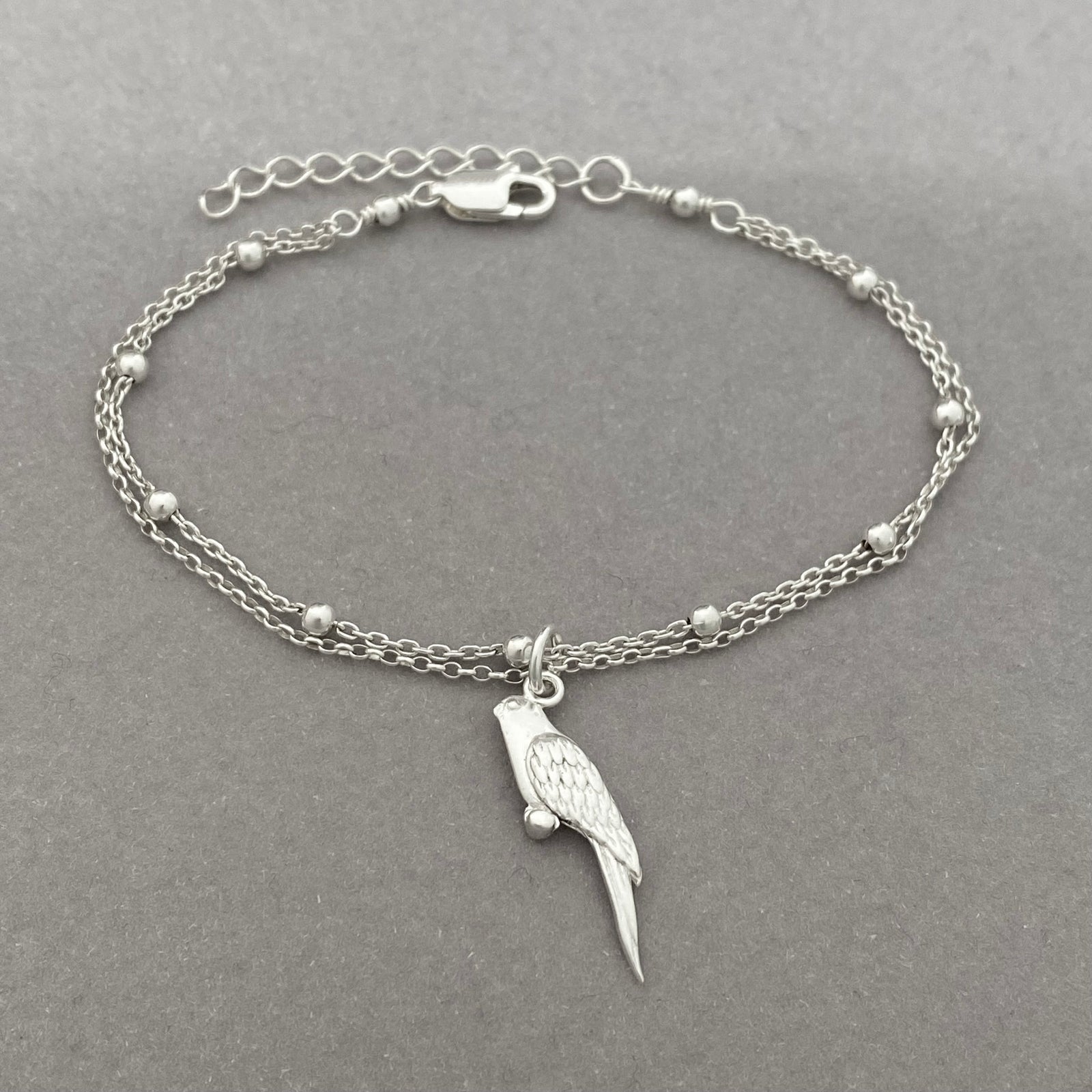 Sterling Silver Parrot Bird Bracelet - JewelleryByZM 
