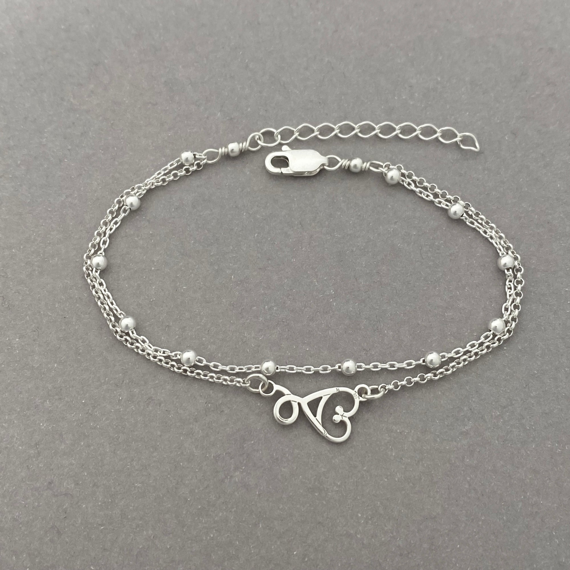 Sterling Silver Stethoscope Bracelet, Adjustable Double Chain Stethoscope Bracelet