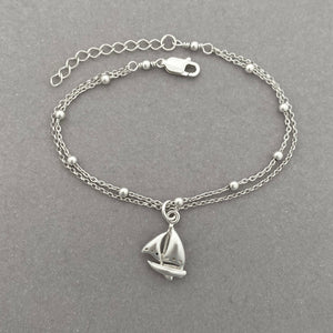 Sterling Silver Sailboat Bracelet - Adjustable Sailing Bracelet