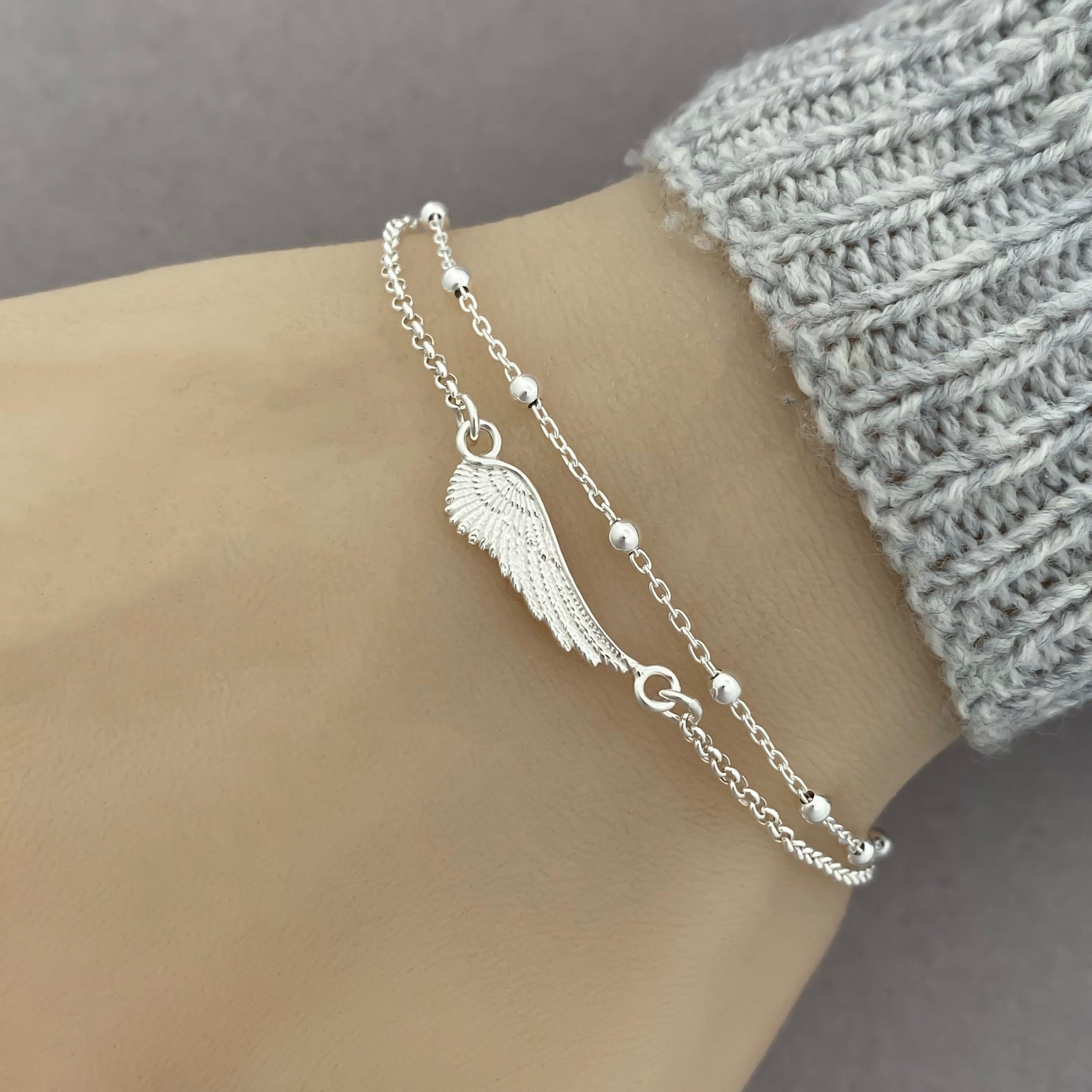 Sterling Silver Angel Wing Bracelet - JewelleryByZM 