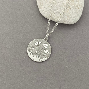 Poppy Necklace in Sterling Silver - Sterling Silver Poppy Necklace