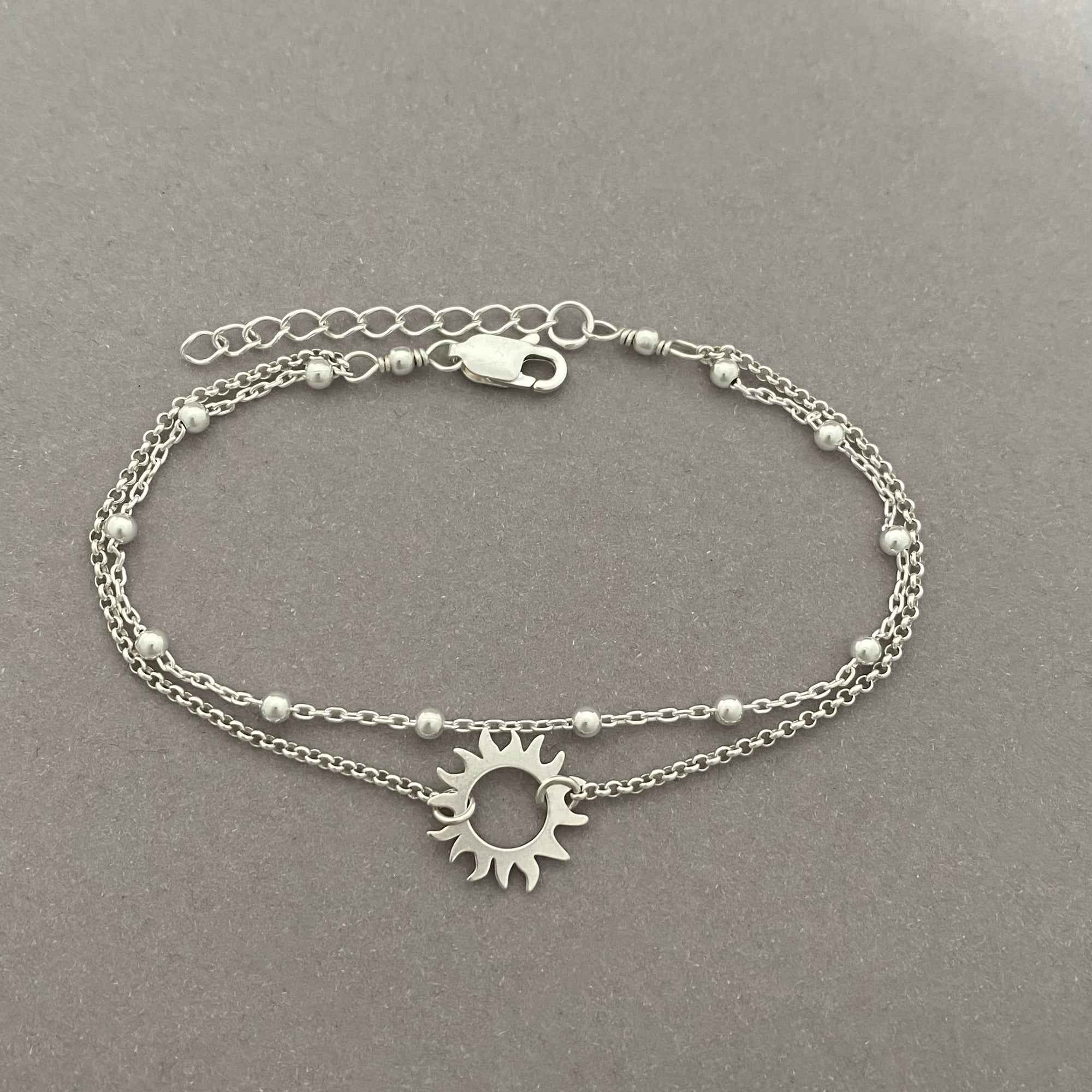 Sterling Silver Double Chain Sun Bracelet