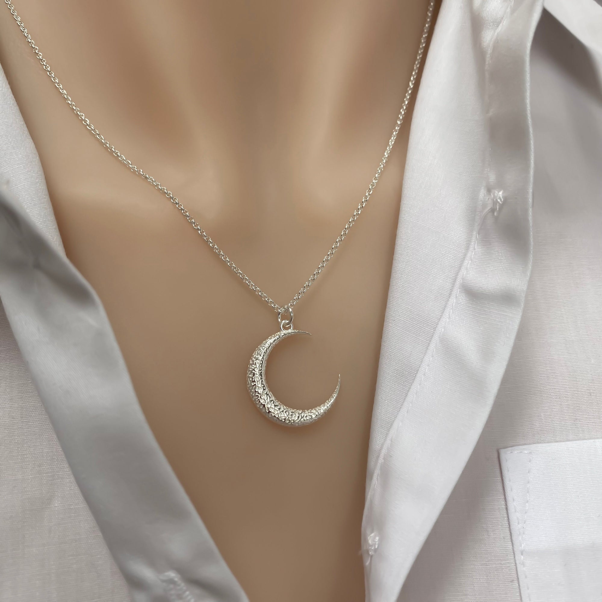 Sterling Silver Moon Necklace, Love You To The Moon And Back