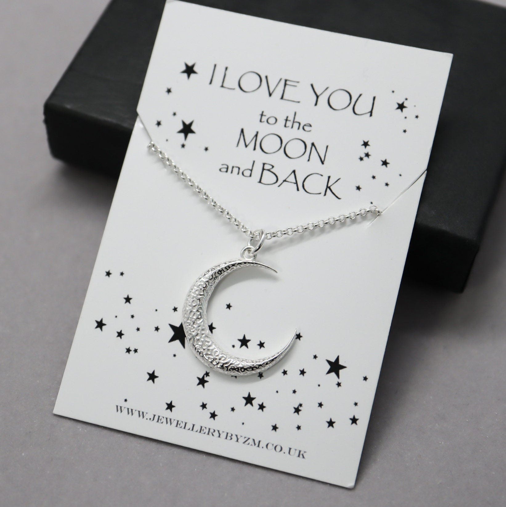 Sterling Silver Moon Necklace, Love You To The Moon And Back