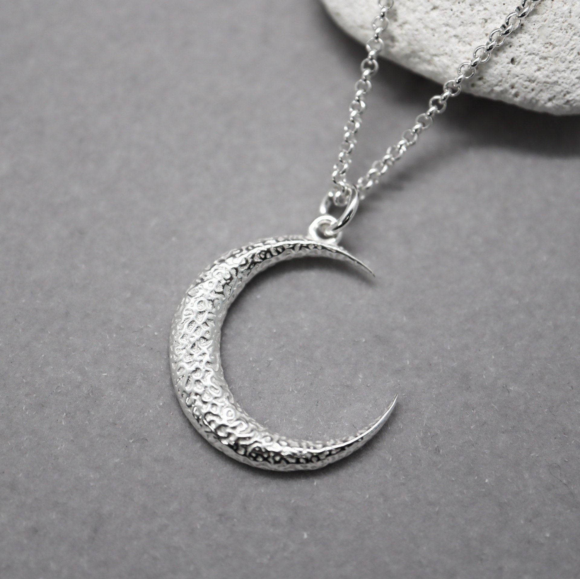 Sterling Silver Moon Necklace, Love You To The Moon And Back