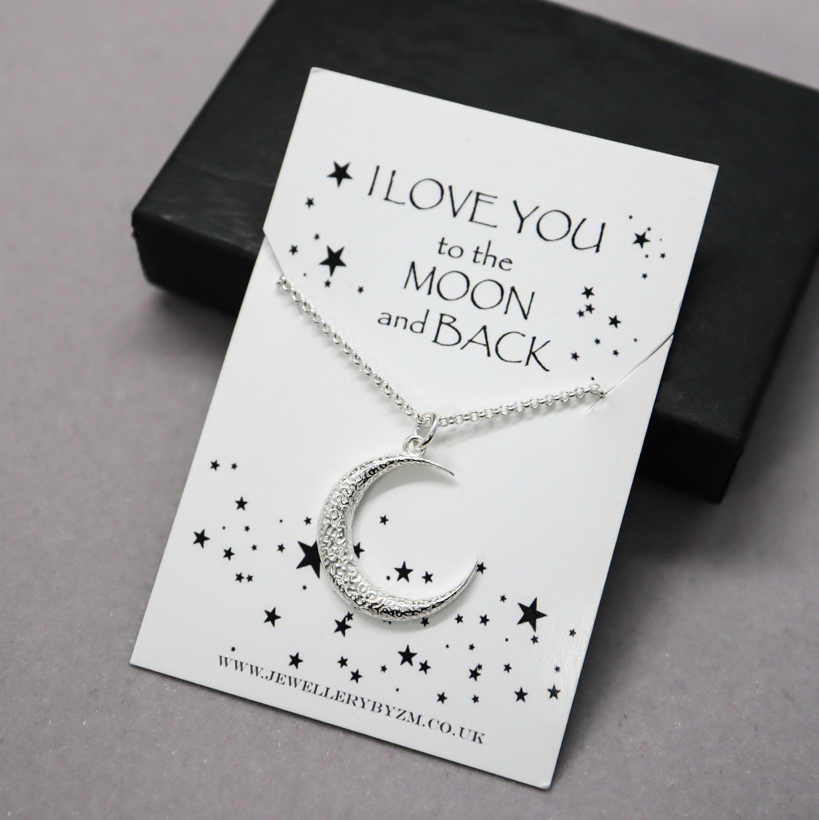 Sterling Silver Moon Necklace, Love You To The Moon And Back - JewelleryByZM 