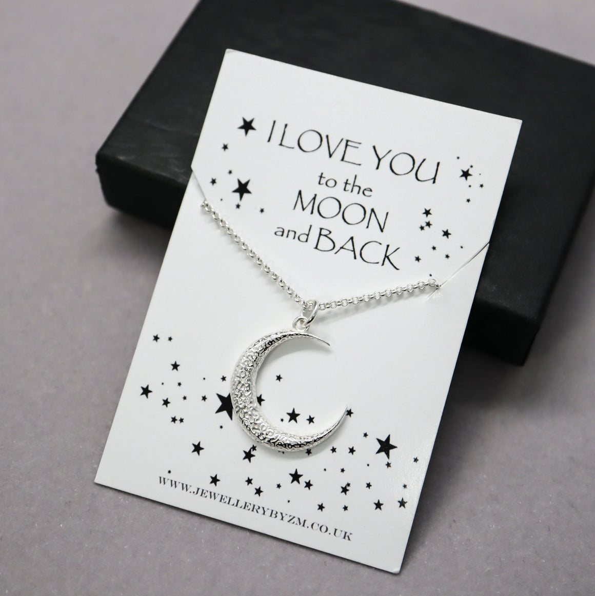 Sterling Silver Moon Necklace, Love You To The Moon And Back