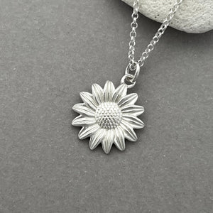 Sunflower Necklace in Sterling Silver - Sterling Silver Sunflower Necklace