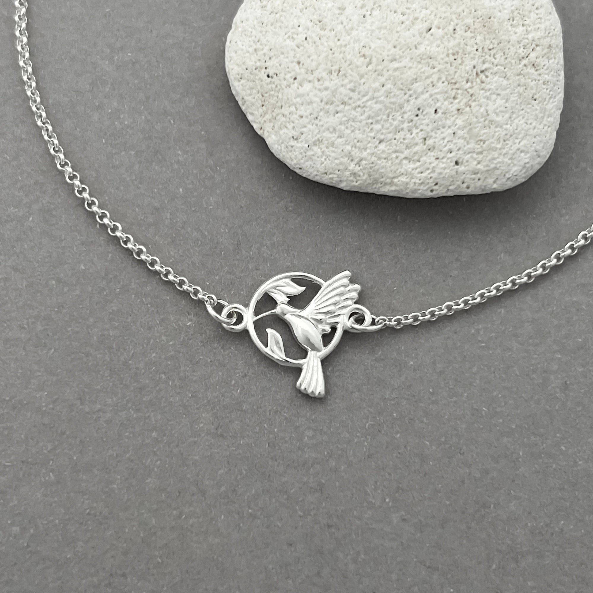 Delicate Sterling Silver Hummingbird Necklace