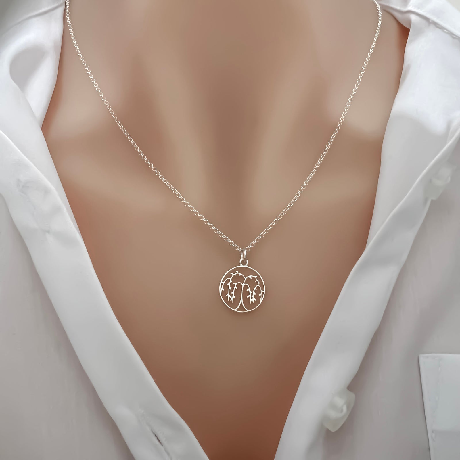 Sterling Silver Willow Tree Necklace - JewelleryByZM 