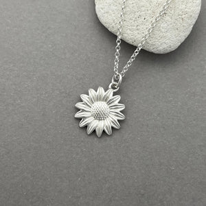 Sunflower Necklace in Sterling Silver - Sterling Silver Sunflower Necklace